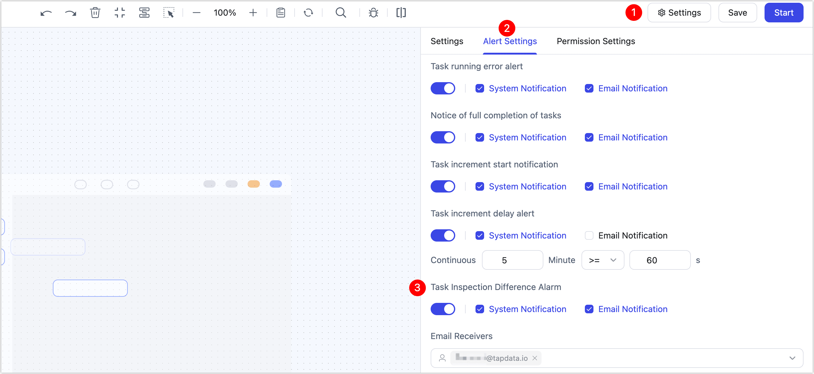 Incremental Check Alert Settings